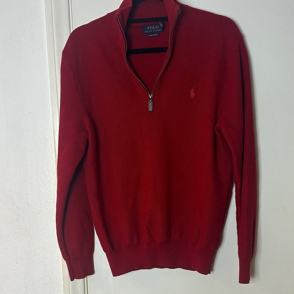Ralph Lauren Men's Zip-Up Red Sweater. Size M